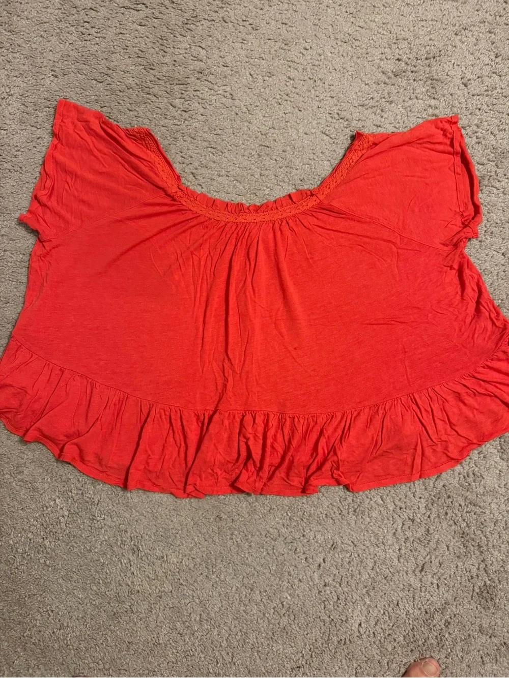 Free People Red Ruffle Hem Women’s Top